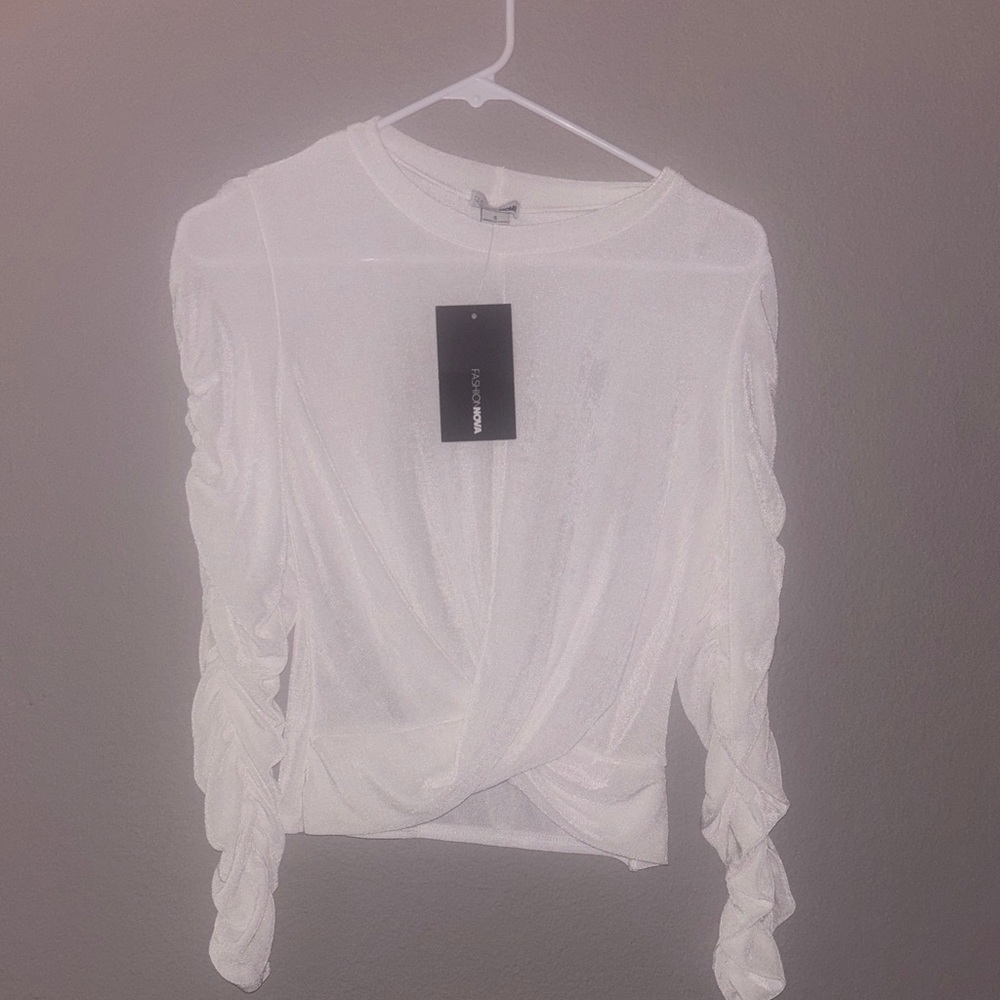 Fashion Nova White Twist Blouse